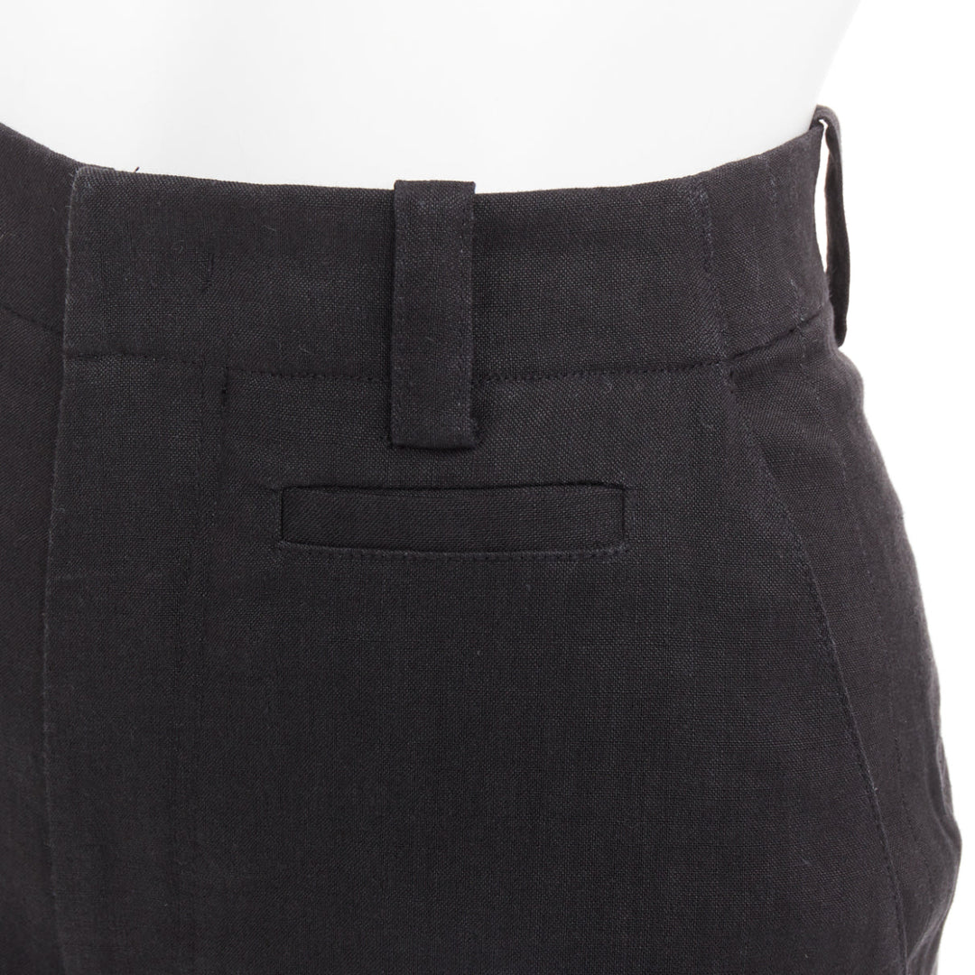 JACQUEMUS L'amour black hemp wool high rise cropped clam digger pants FR34 XS
