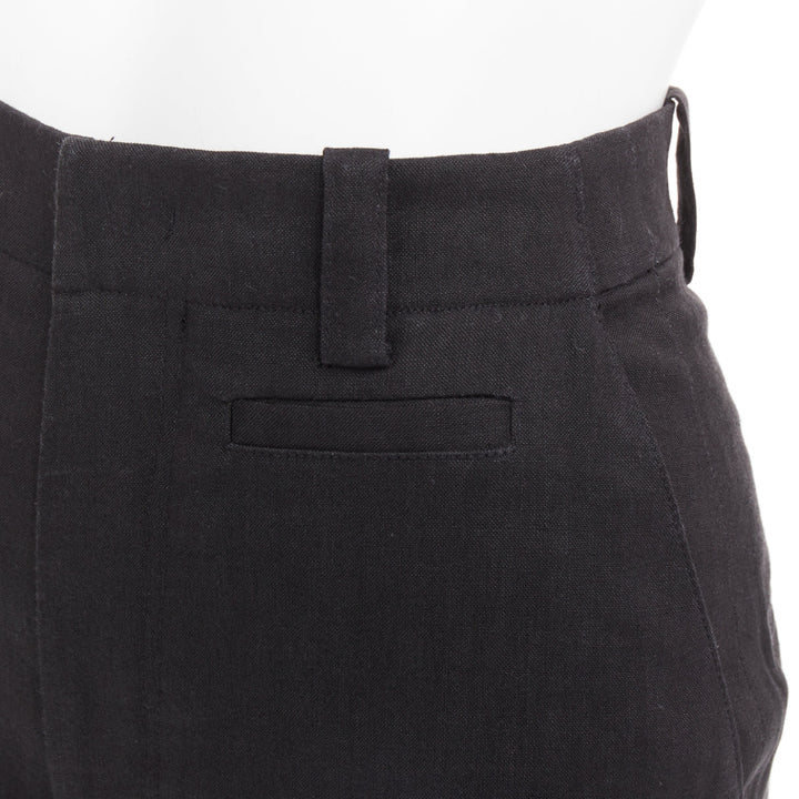 JACQUEMUS L'amour black hemp wool high rise cropped clam digger pants FR34 XS