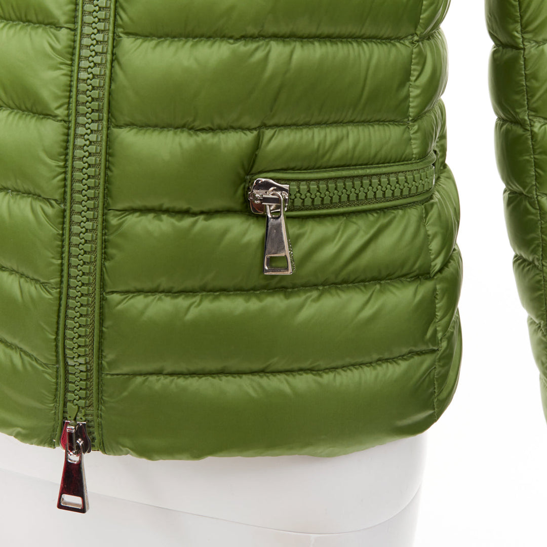 MONCLER Blen Giubotto green horizontal down quilted zip up jacket Sz.1 S