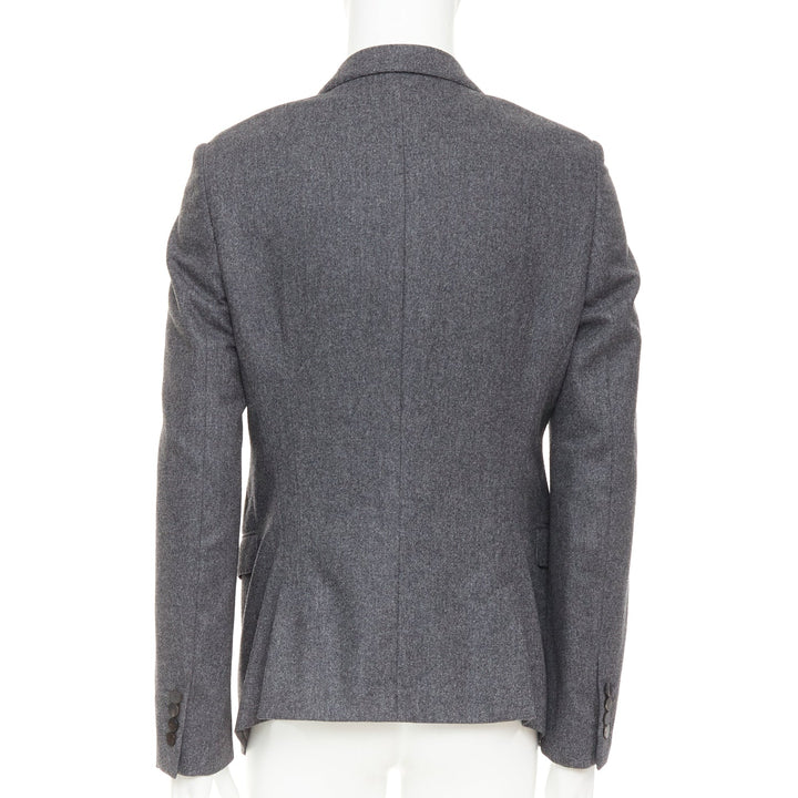 LANVIN grey speckled wool exposed darts single button blazer EU50 L