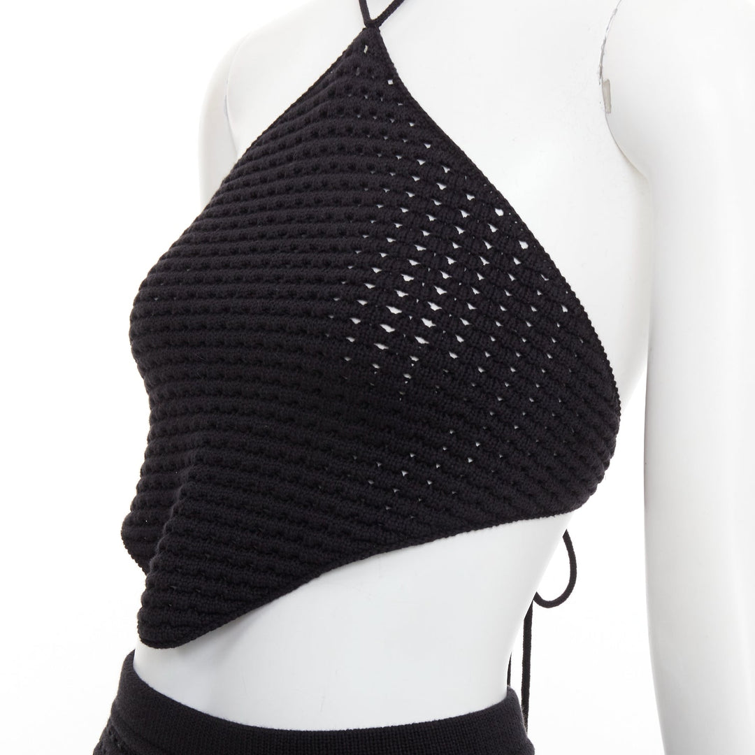 REFORMATION Circa black organically cotton open knit halter top skirt set XS