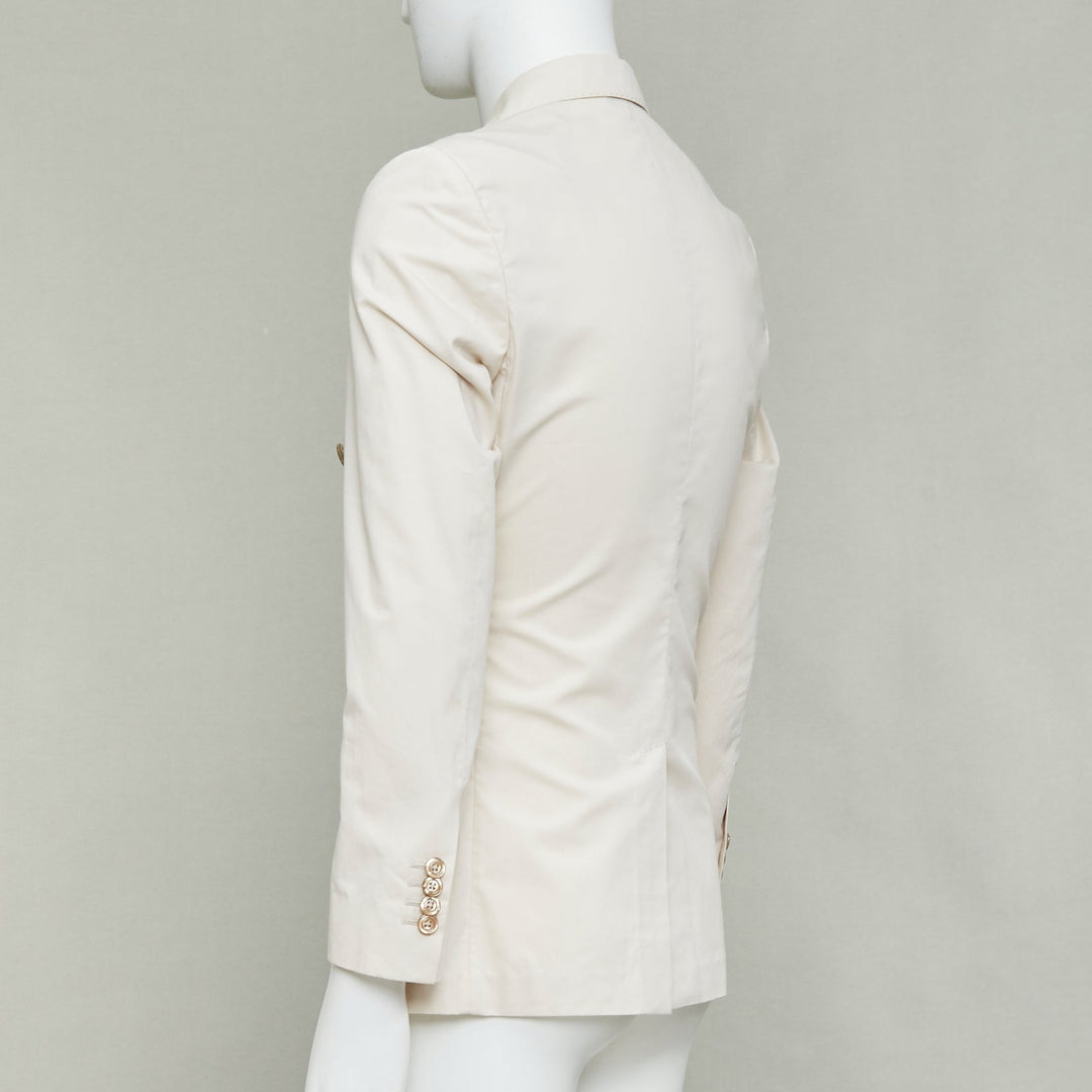 DOLCE GABBANA Taormina beige cotton silk buttons double breasted blazer IT44 XS