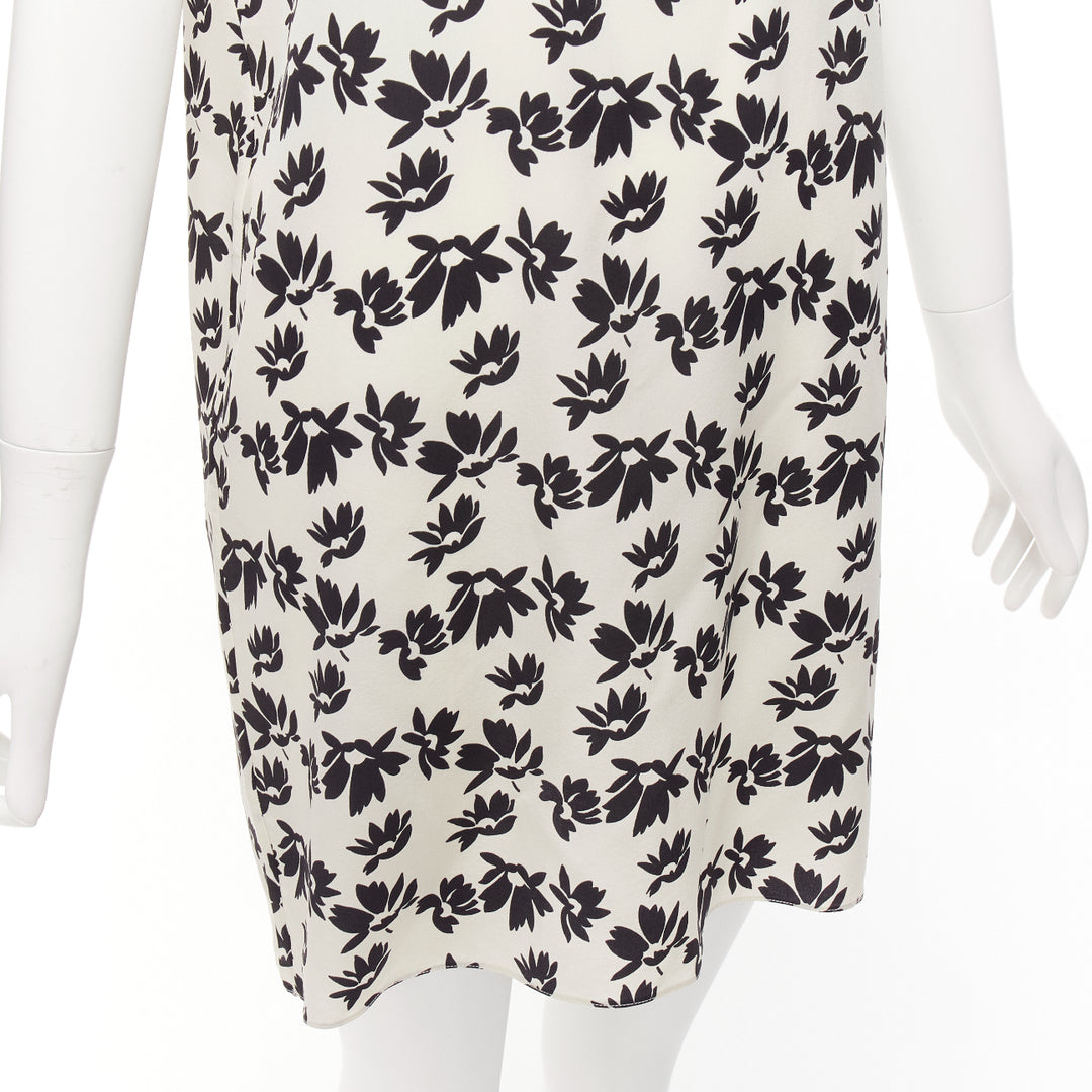 MARNI white black floral print asymmetric panel dress IT42 M