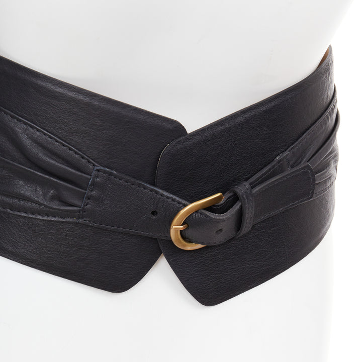ANDRES OTALORA Viviendo Obi black leather tie front buckled wide belt