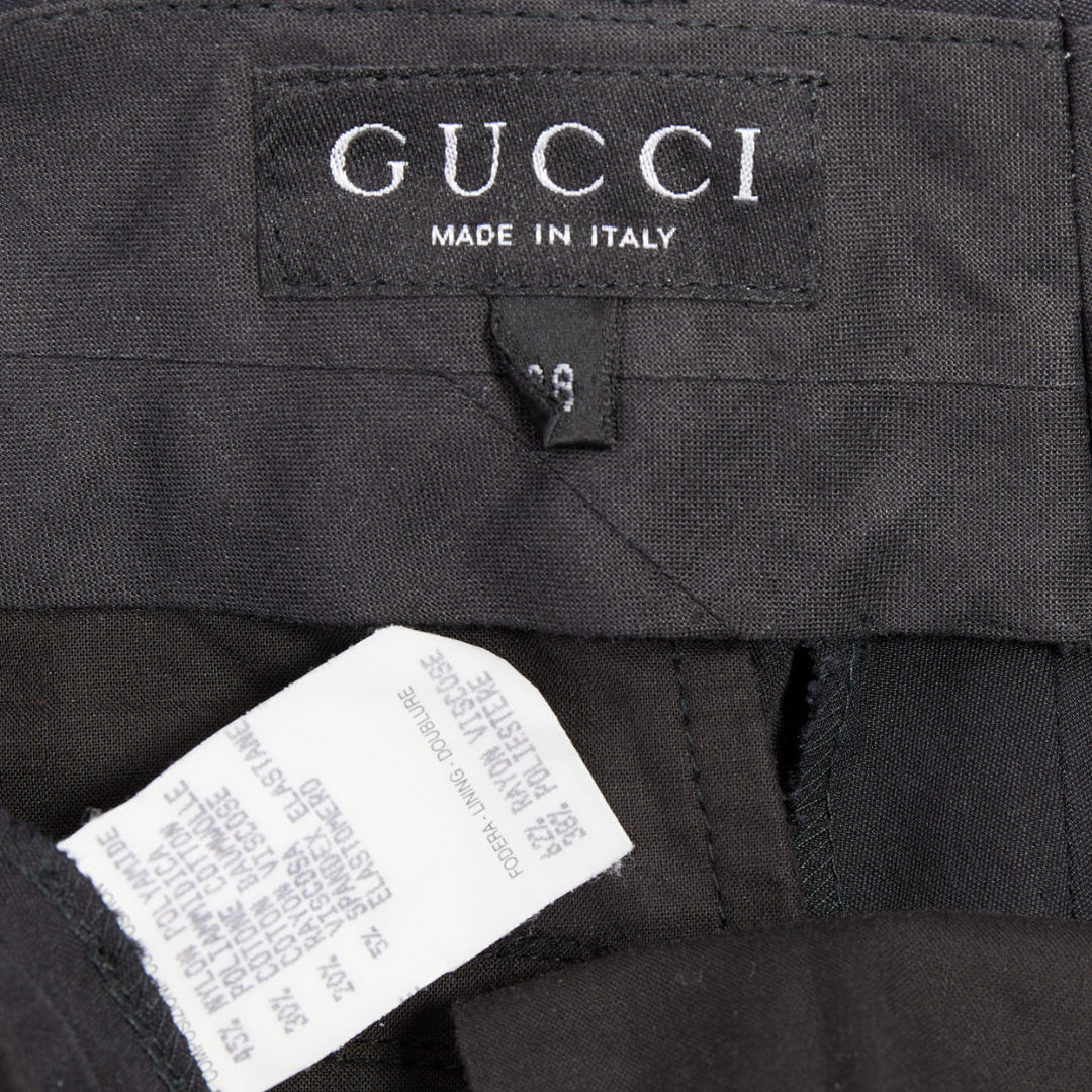 GUCCI Tom Ford charcoal grey curved pocket nylon blend straight trousers IT38 XS