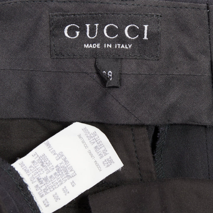 GUCCI Tom Ford charcoal grey curved pocket nylon blend straight trousers IT38 XS