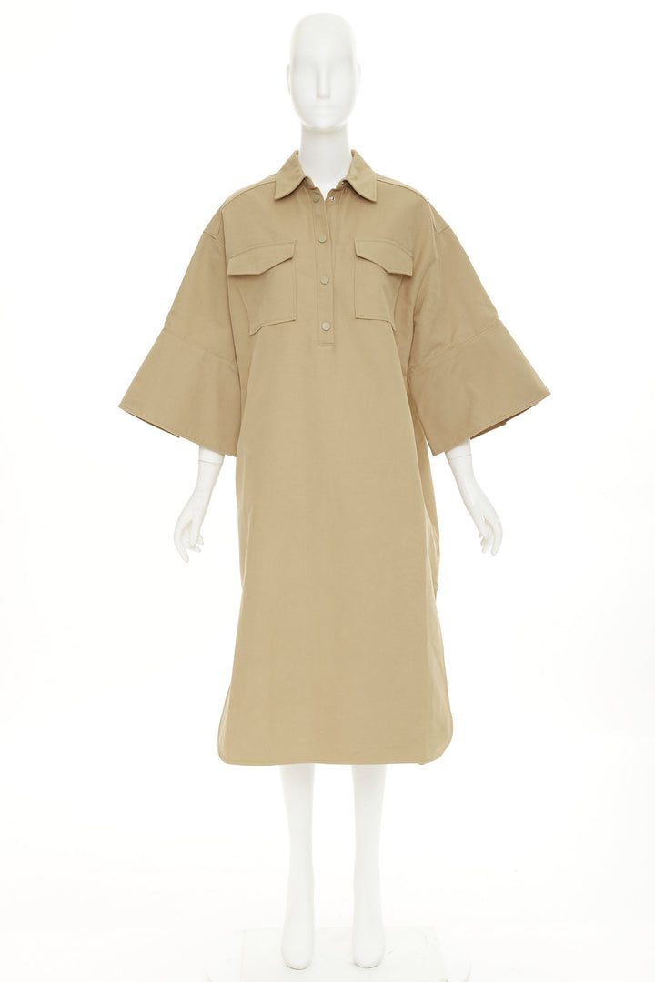 REMAIN BIRGER CHRISTENSEN Bonny cargo khaki organic cotton midi dress FR36 S