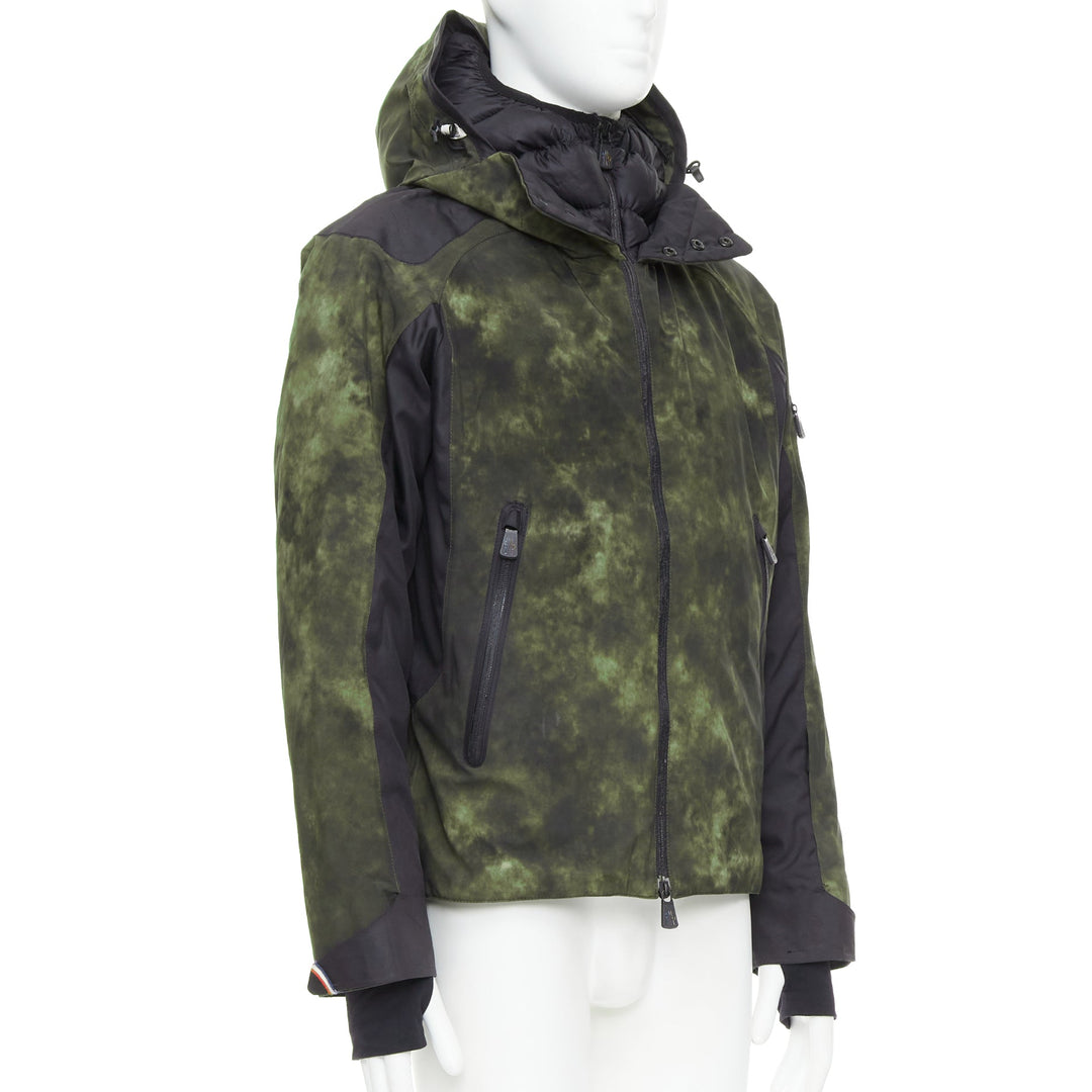 MONCLER Grenoble G32-003 green tie dye hooded ski jacket Sz1 S