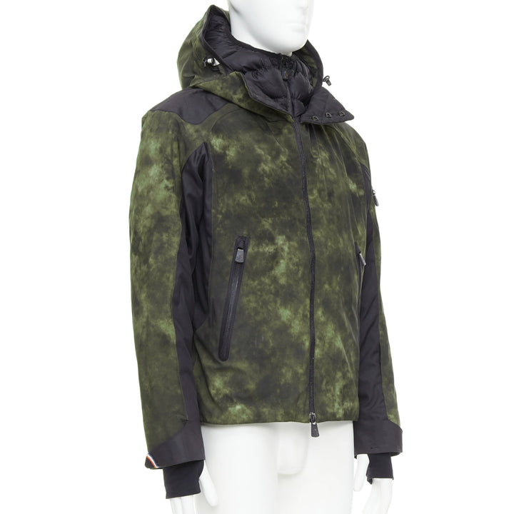 MONCLER Grenoble G32-003 green tie dye hooded ski jacket Sz1 S