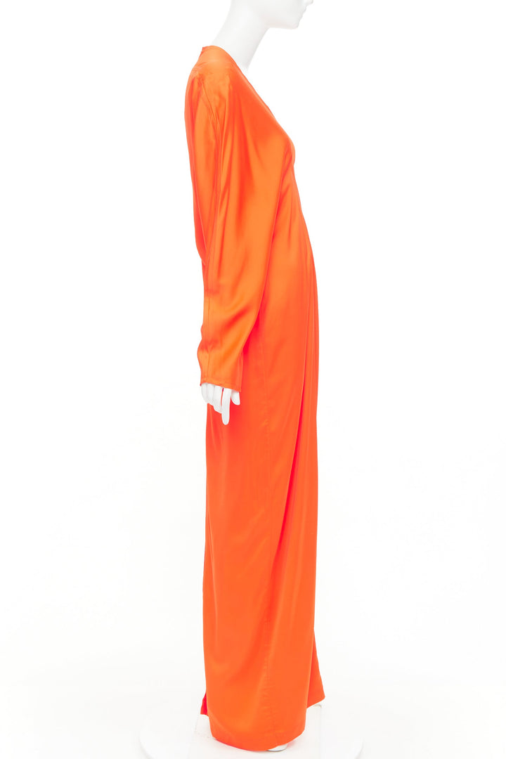 FERRAGAMO Maximilian Davis  Mandarin orange satin kimono gown dress IT40 S