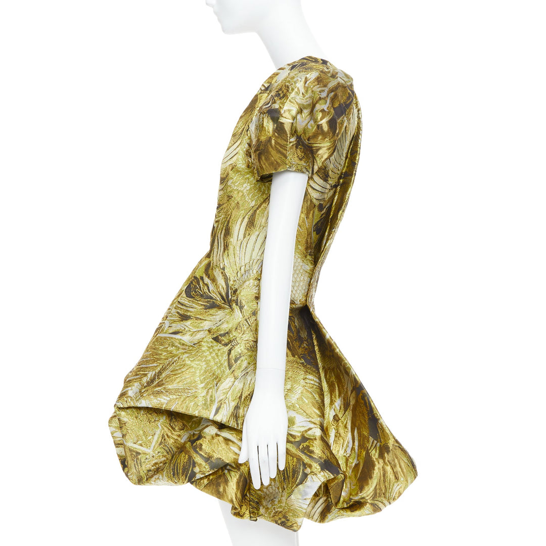 ALEXANDER MCQUEEN 2010 Angels Demons Runway gold medieval jacquard dress IT40 S