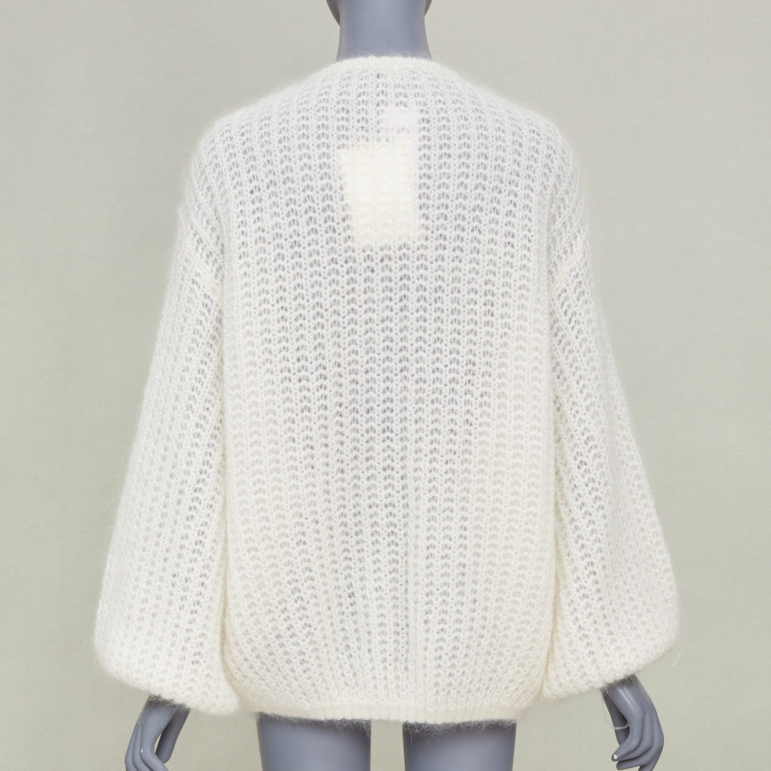 OTEME 2023 Puffed Cardigan off white loose mohair blend casual knitwear XXS