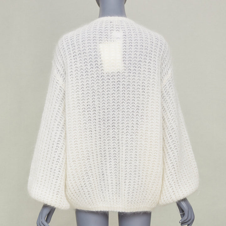 OTEME 2023 Puffed Cardigan off white loose mohair blend casual knitwear XXS