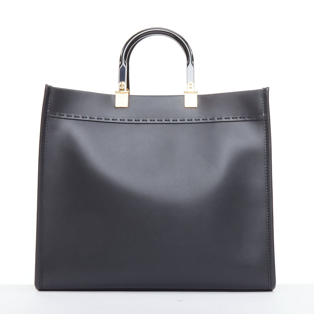 FENDI VERSACE 2022 FENDACE Sunshine black gold logo print shopper tote bag