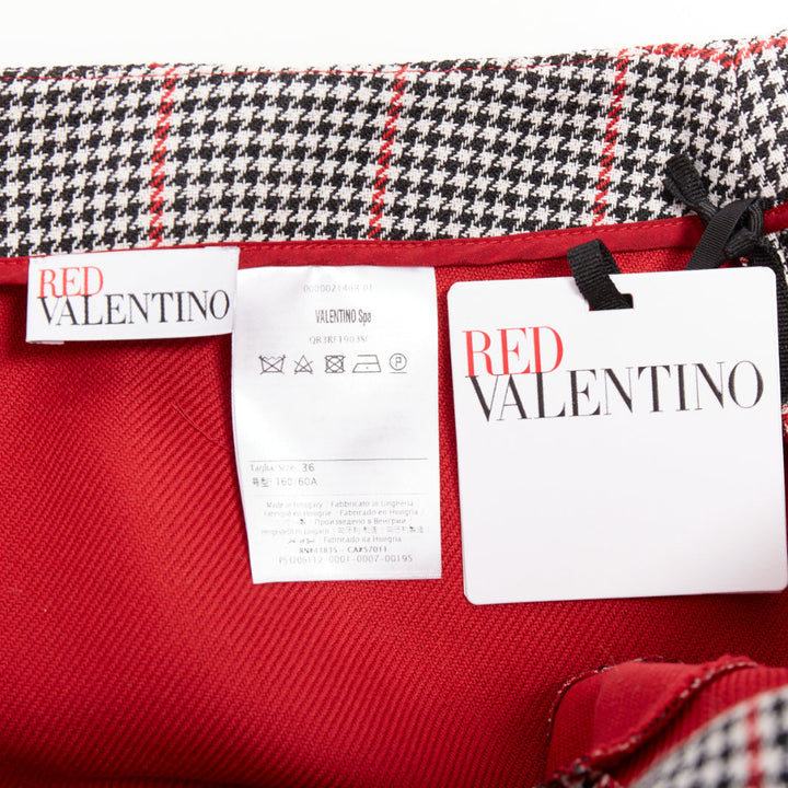 RED VALENTINO red black houndstooth check print flare mini skort IT36 XXS