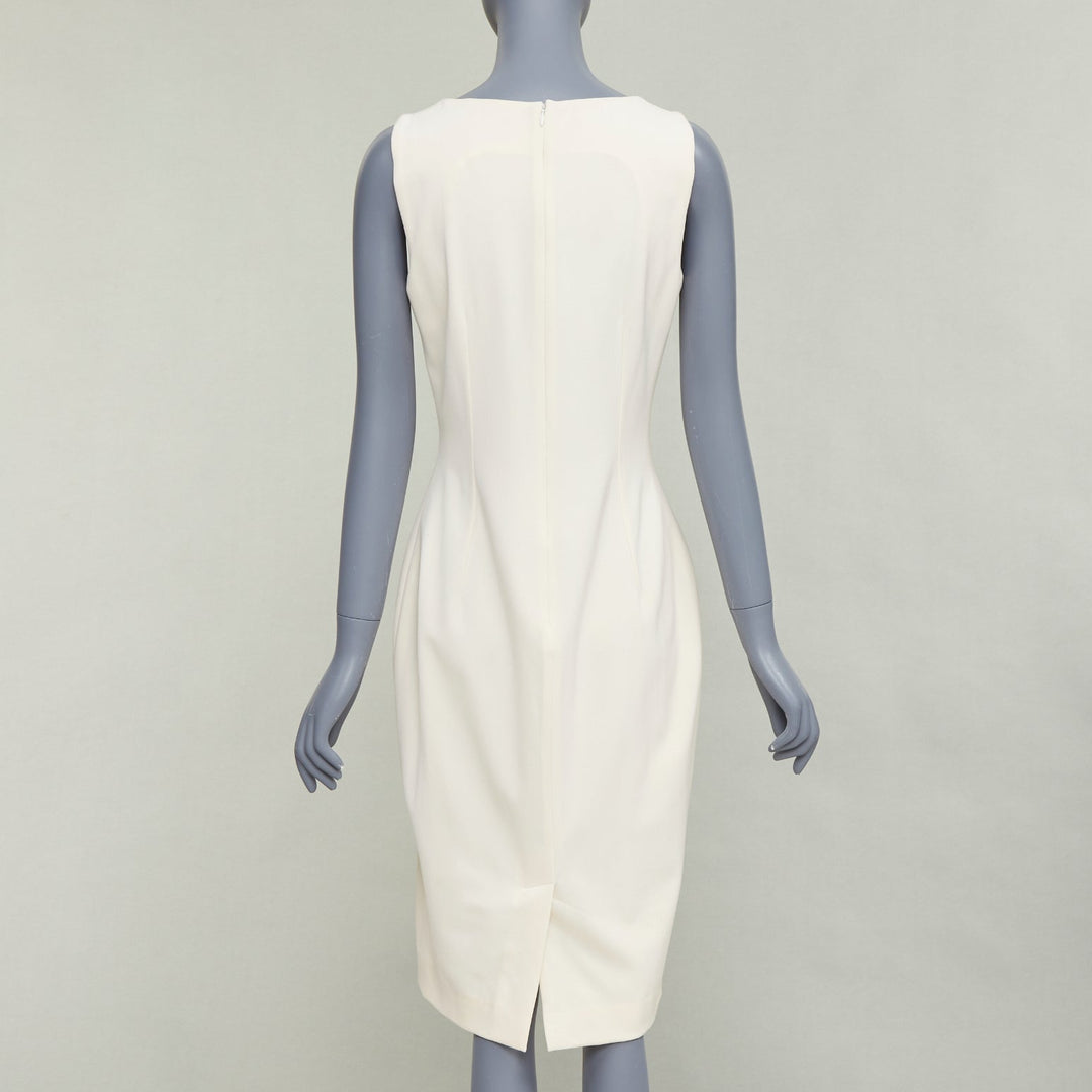 DOLCE GABBANA Vintage cream virgin wool panelled scoop neck sheath dress IT44 L