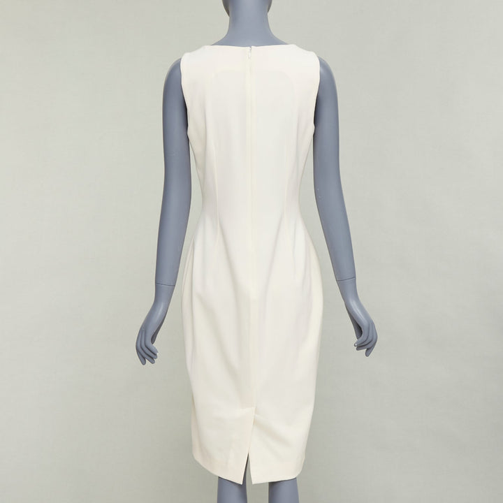 DOLCE GABBANA Vintage cream virgin wool panelled scoop neck sheath dress IT44 L