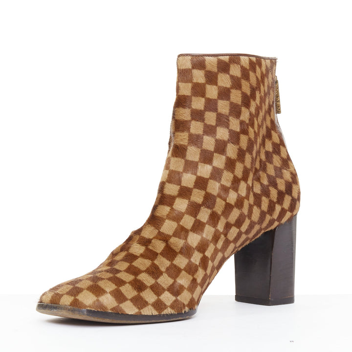 LOUIS VUITTON 1999 Vintage Marc Jacobs Damier Sauvage calfhair ankle boots EU37