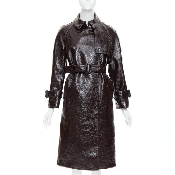 JOSEPH burgundy coated wool felt double breasted trench coat FR34 XS