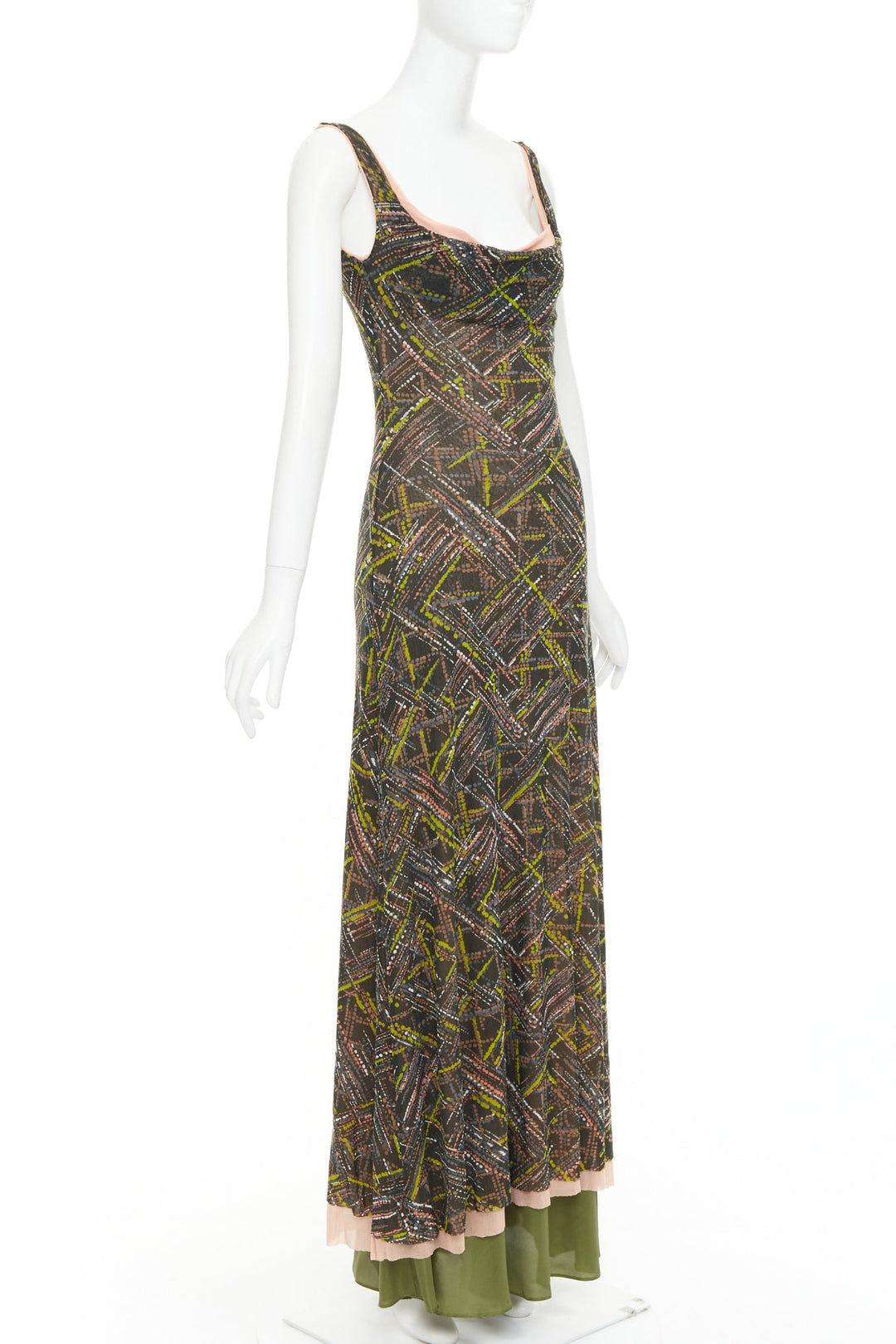 SEVERINE PERAUDIN Vintage Sinop brown opium purple abstract long dress M