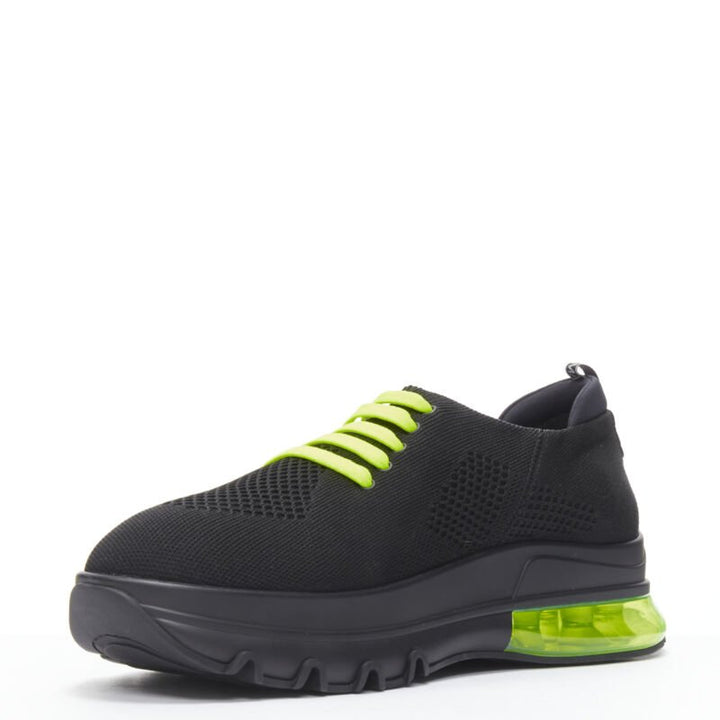 FENDI 2019 black knit neon yellow air sole runner sneaker 7E1234 EU44 UK10