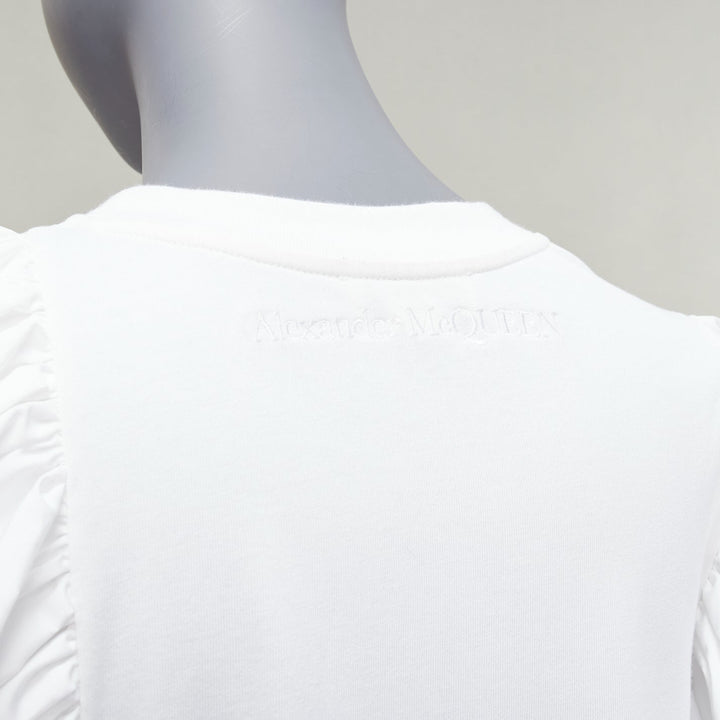 ALEXANDER MCQUEEN white asymmetric ruffle sleeve drop waist dress IT36 XXS