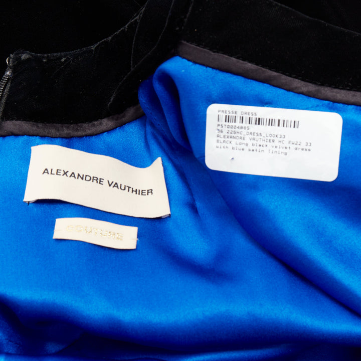 ALEXANDRE VAUTHIER COUTURE AW2022 Runway black velvet blue symmetric slip dress