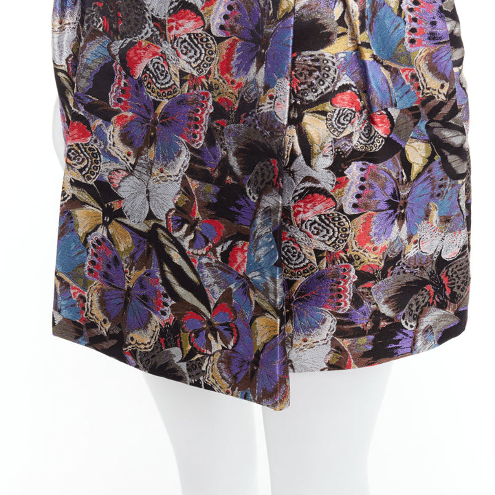 VALENTINO purple silk blend butterfly jacquard high waisted skirt IT38 XS