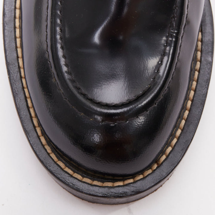 BALENCIAGA Ceinture black mixed metal hardware black cut out moto boots EU35.5