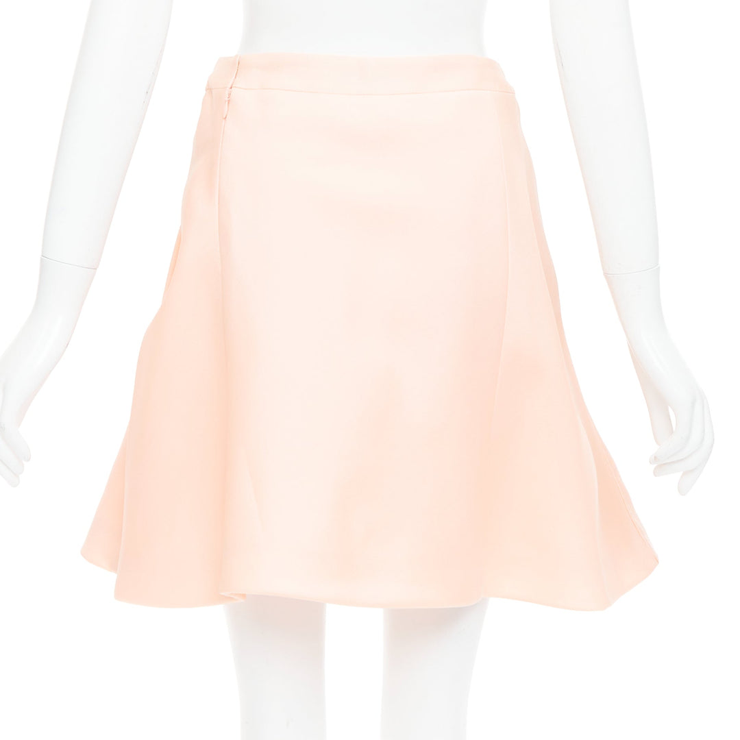 BALENCIAGA 2013 pink 100% silk crepe panelled Aline knee skirt FR38 M