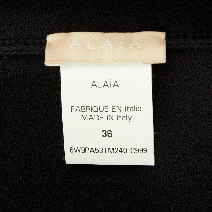 ALAIA black wool blend fringed hem low waist flare leg knitted pants FR36 S