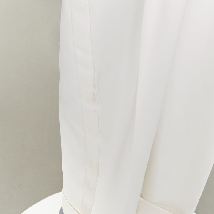ALEXANDRE VAUTHIER COUTURE off white crepe halter neck waistcoat jumpsuit