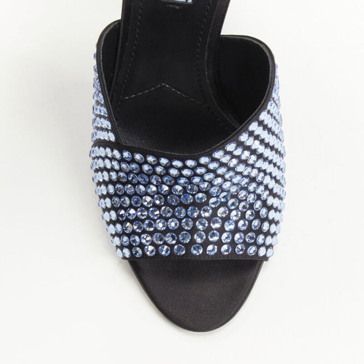 PRADA 2019 blue crystal diamond encrusted chunky heel EU35.5