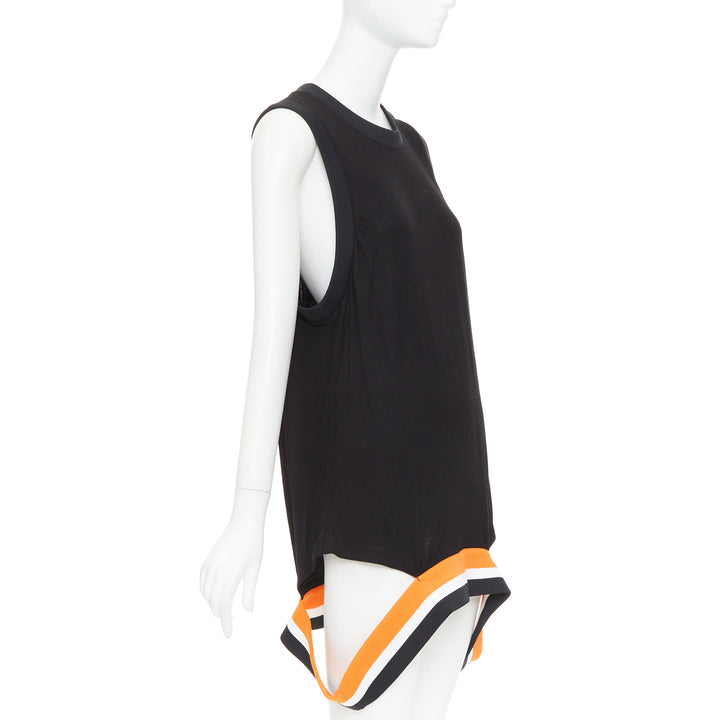 GIVENCHY Podium Robe 2014  black orange semidetached ribbed hem tunic tank top M