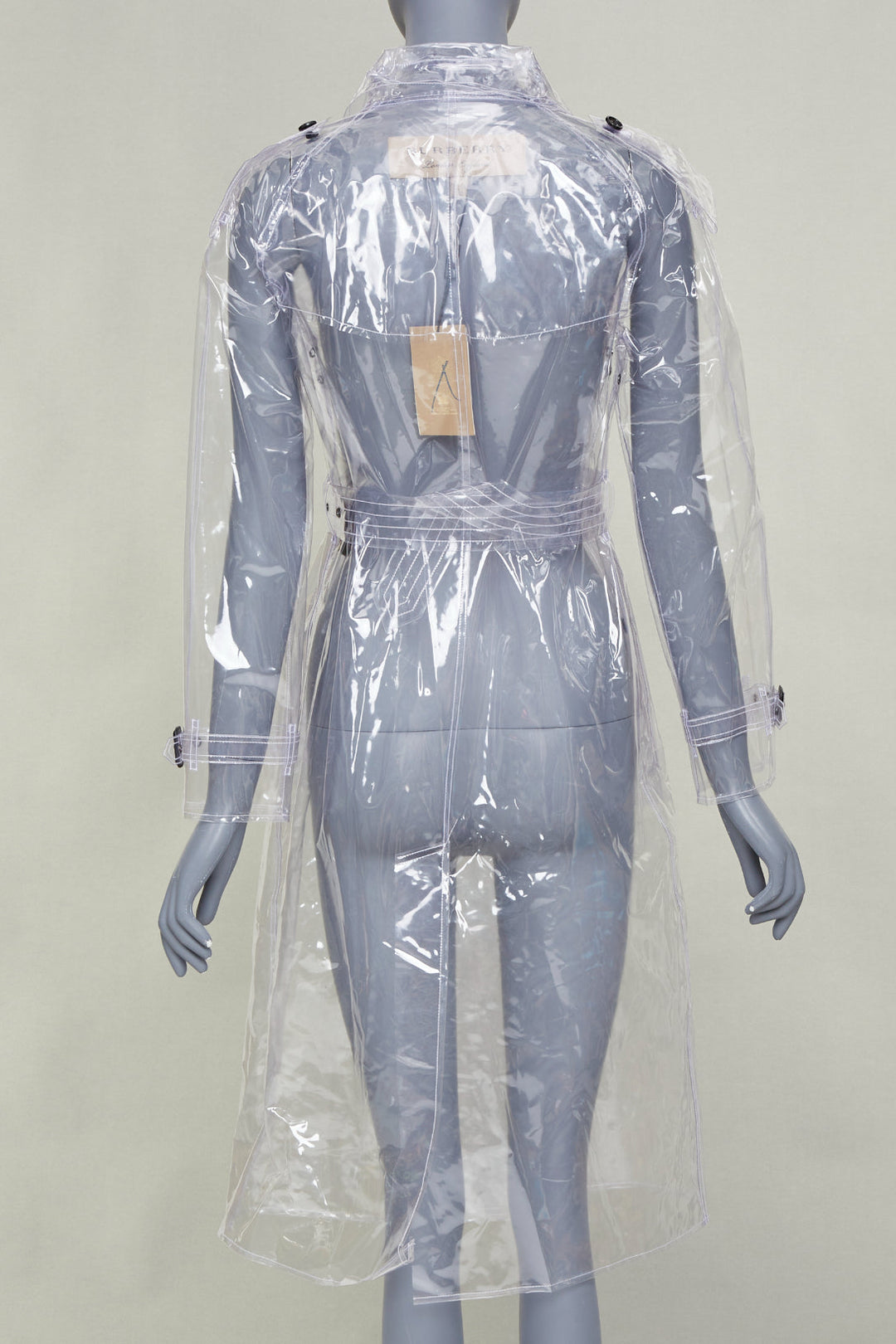 BURBERRY 2018 Runway transparent clear vinyl plastic double breasted trench M