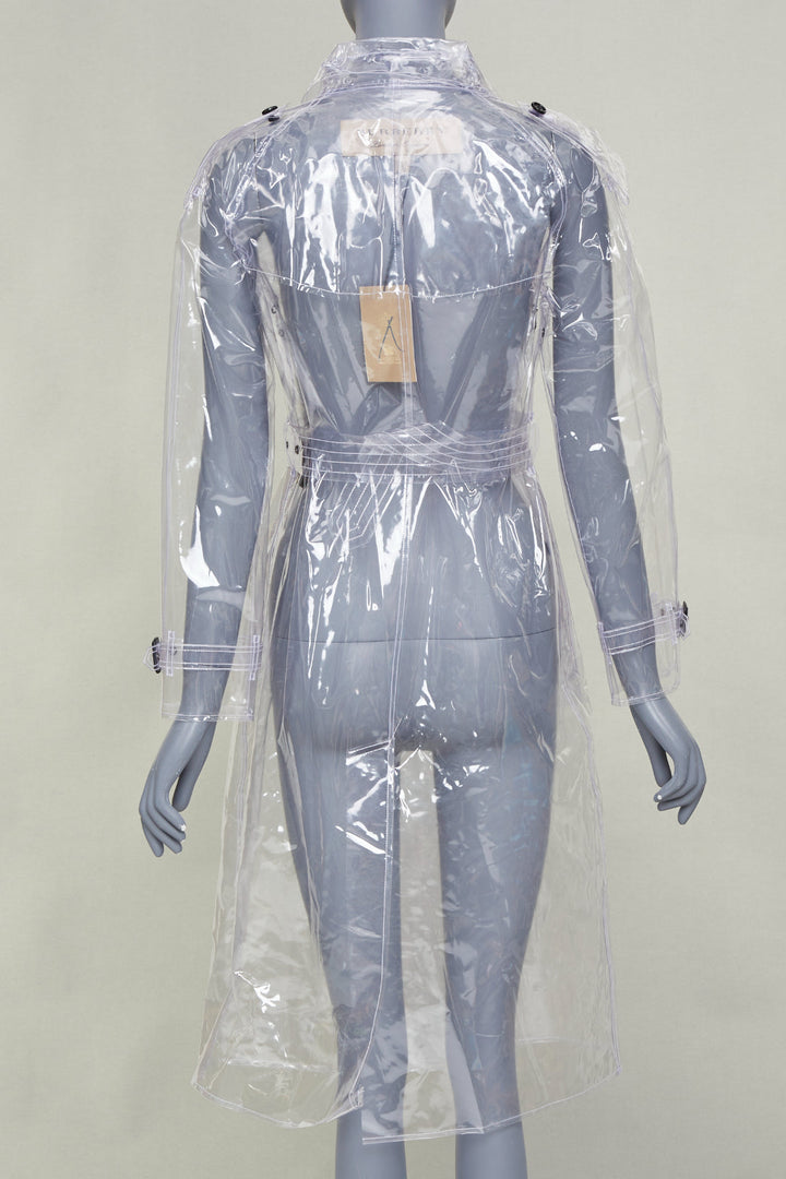 BURBERRY 2018 Runway transparent clear vinyl plastic double breasted trench M