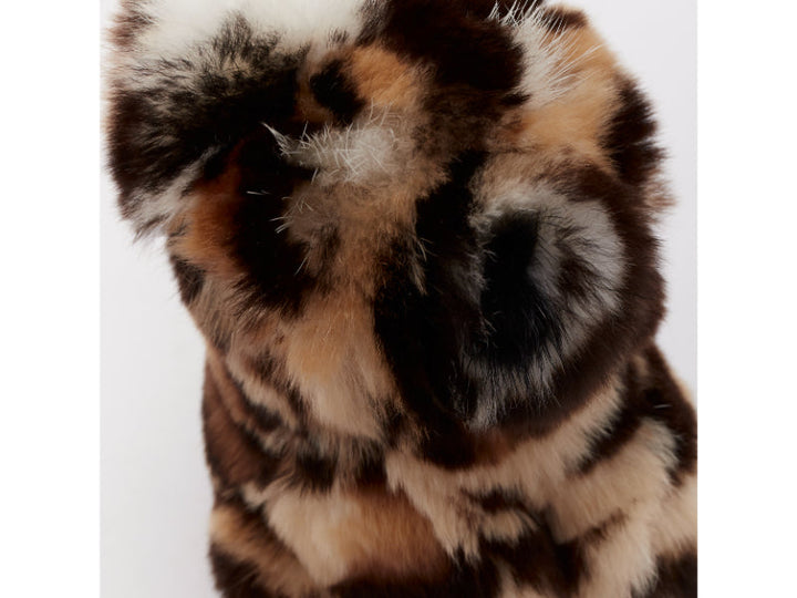 LORO PIANA 100% mink fur brown cream Tiger bag charm keyring