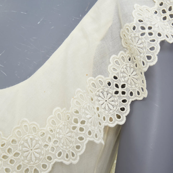 VALENTINO 2015 Runway Bridal ivory cotton embroidered pleated maxi dress IT40 S