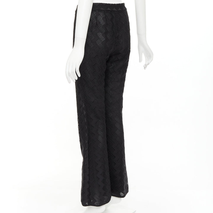 GIAMBATTISTA VALLI GIAMBA black zigzag lace lined flare pants IT40 XS