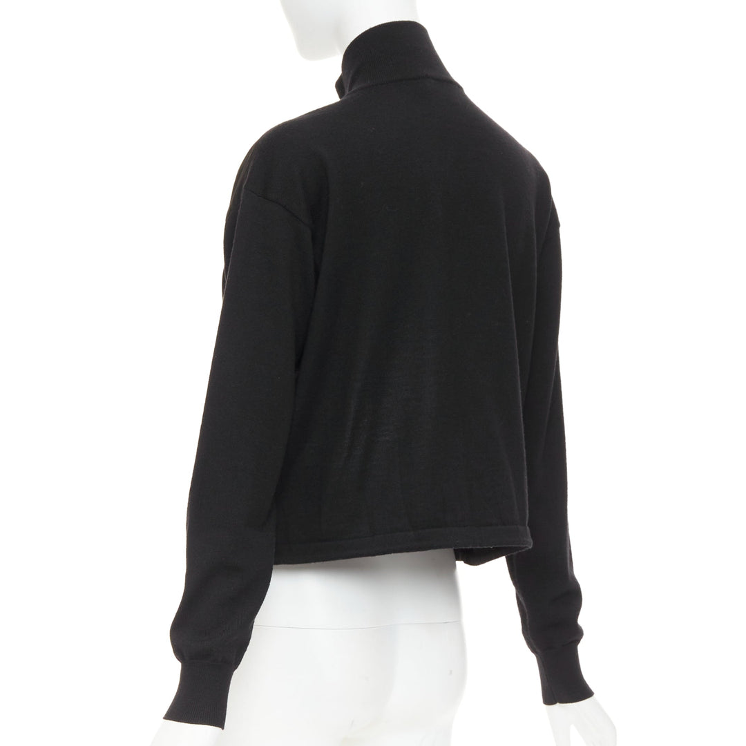 PRADA 2021 black Re Nylon wool silver plague logo high neck zip jacket IT38 XS