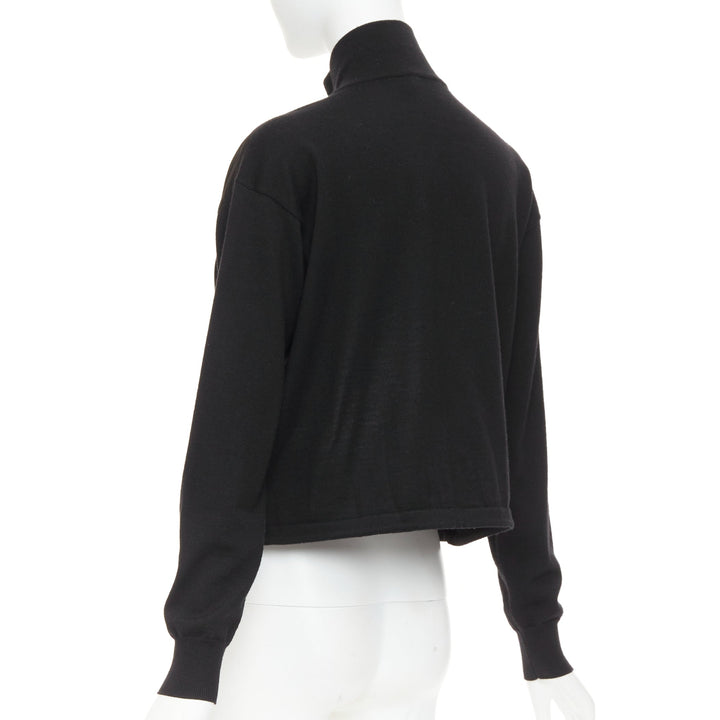 PRADA 2021 black Re Nylon wool silver plague logo high neck zip jacket IT38 XS