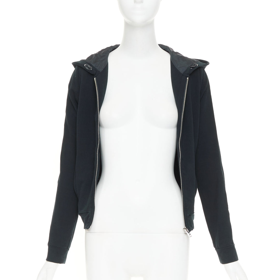 PRADA 2019 Linea Rossa navy white striped zip front logo side cropped hoodie M