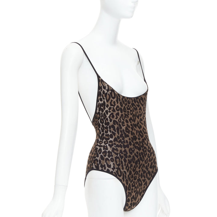 DOLCE GABBANA Mare Vintage brown leopard print scoop one piece swimsuit