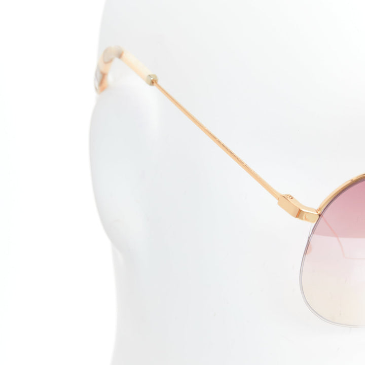 VICTORIA BECKHAM VBS90 C61 pink gradient gold trim handmade aviators