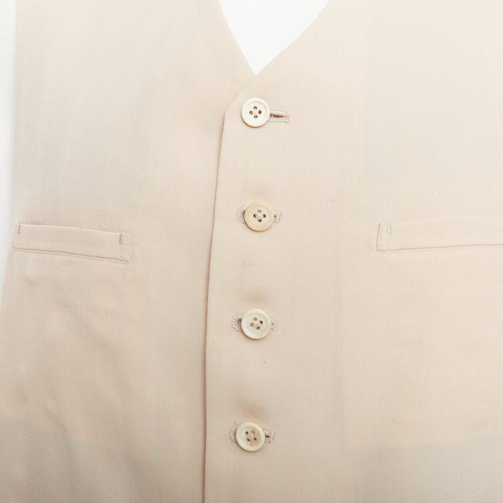YOHJI YAMAMOTO HOMME beige wool front black silk blend back waist coat