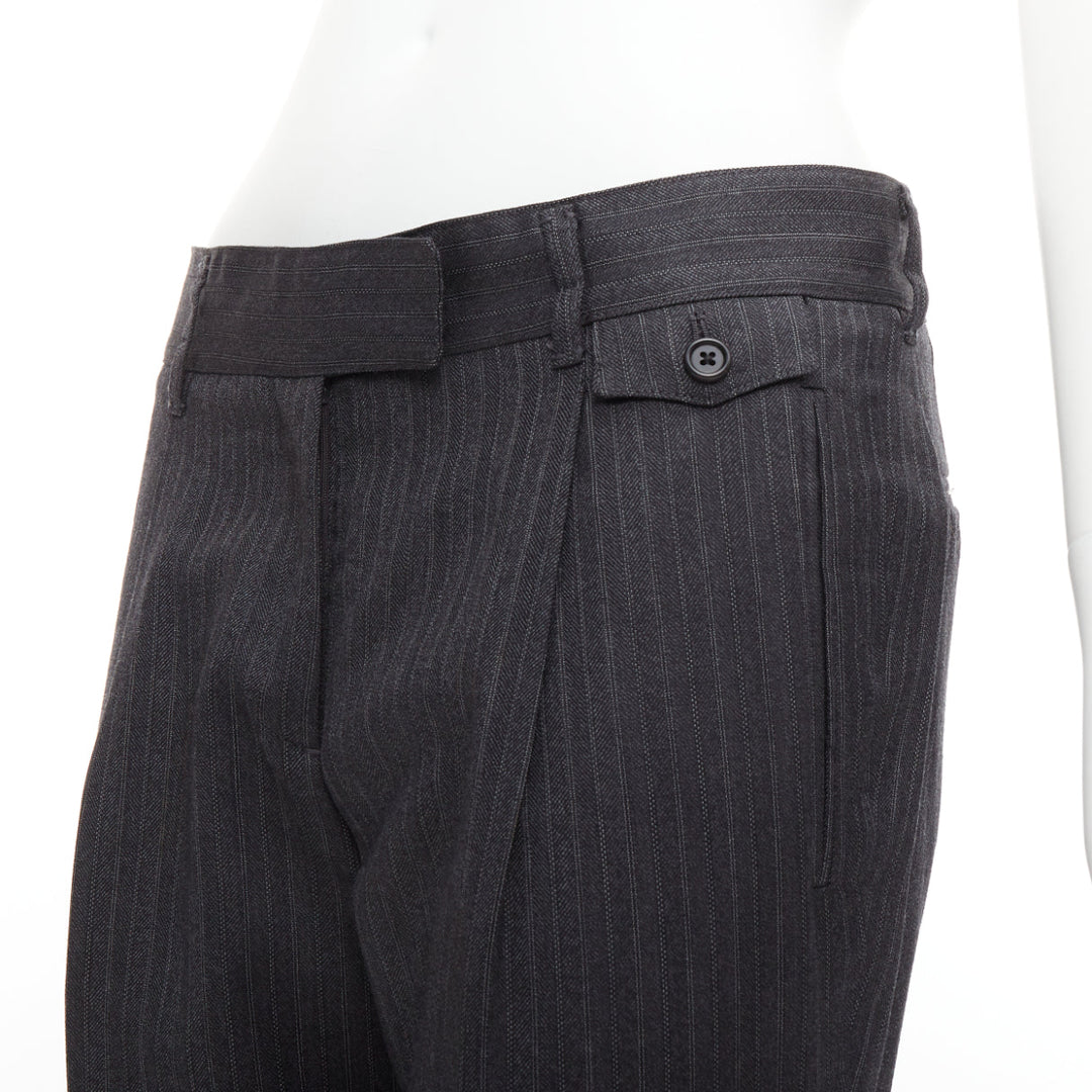 PRADA 2006 100% wool grey pinstripe pleated cuffed pants IT38 XS