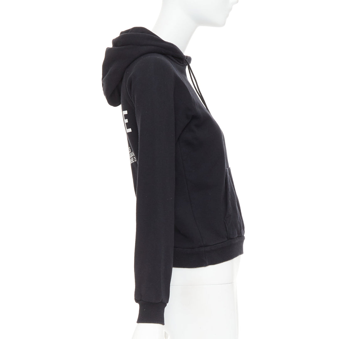 CELINE black cotton white logo address print cropped hoodie XS