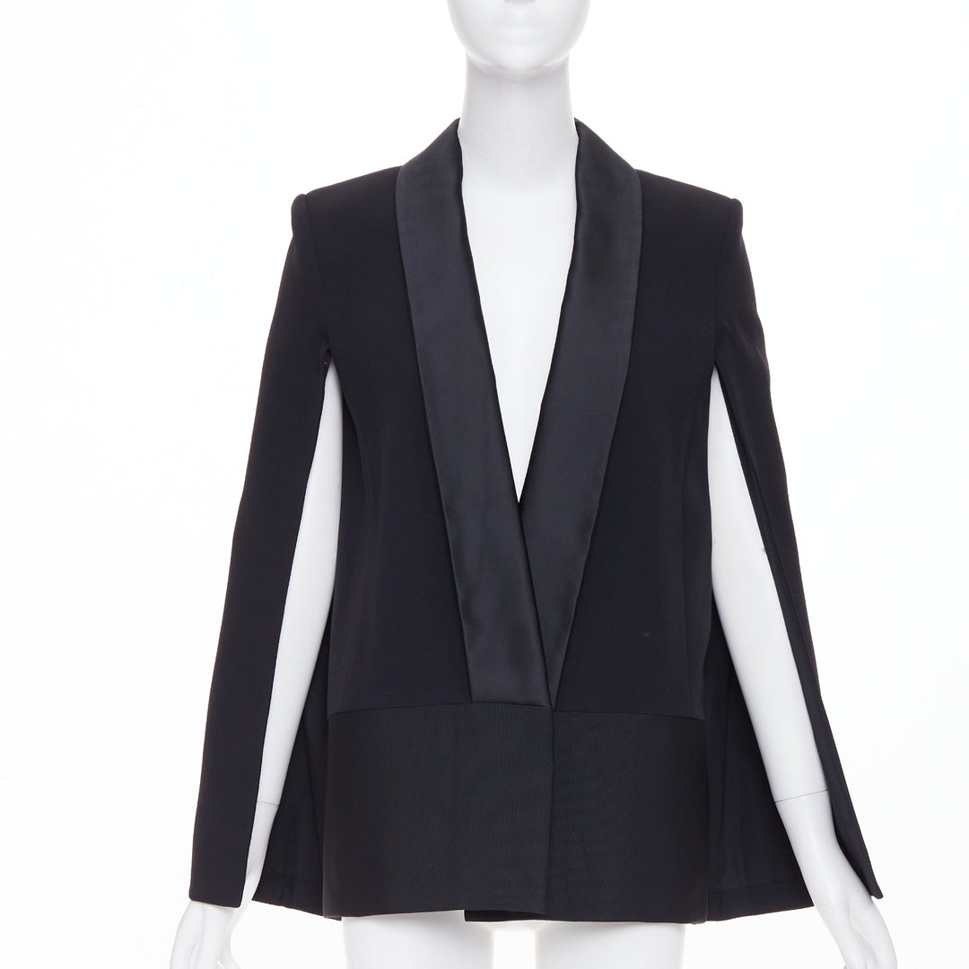 VICTORIA BECKHAM No.13 Runway black silk wool blend cape jacket UK8 S