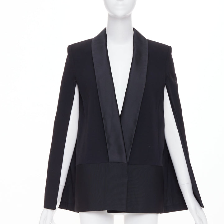 VICTORIA BECKHAM No.13 Runway black silk wool blend cape jacket UK8 S
