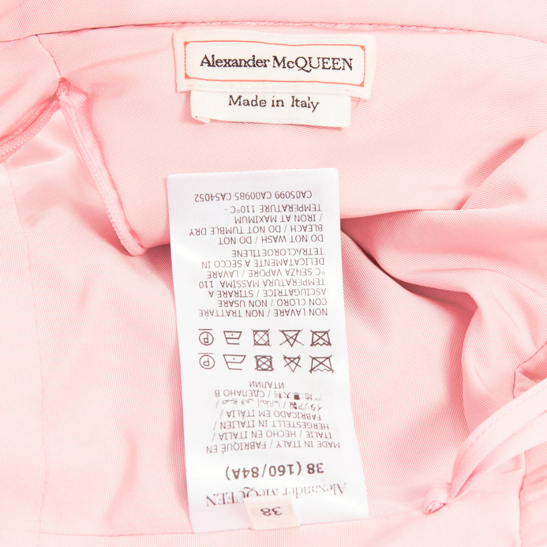 ALEXANDER MCQUEEN 2021 Runway pink anemone faille off shoulder dress IT38 XS